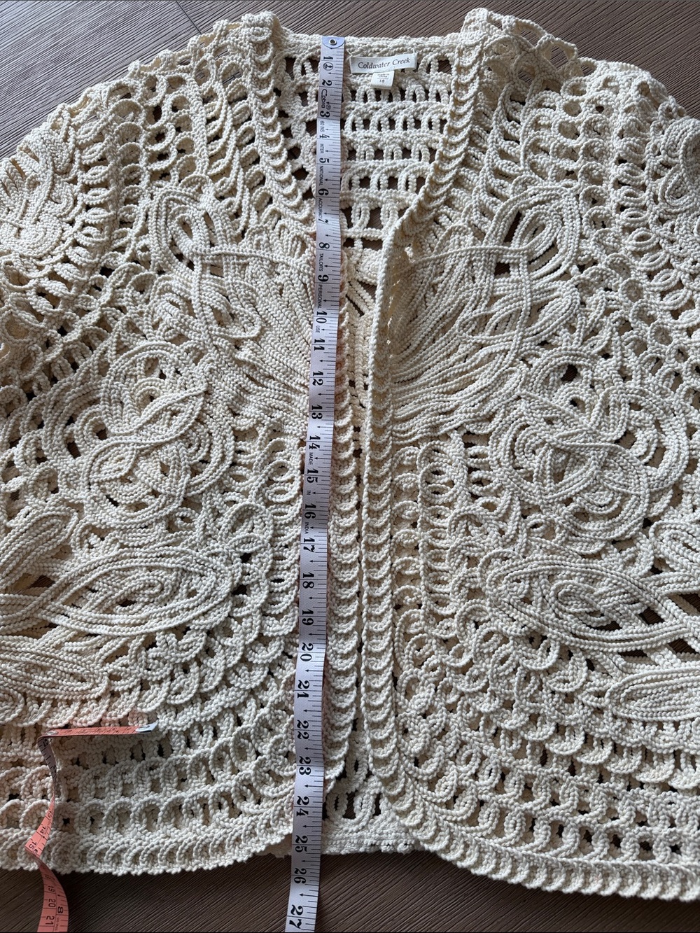 Coldwater Creek Open-Weave Crochet Cardigan - Cream - Picture 11 of 12